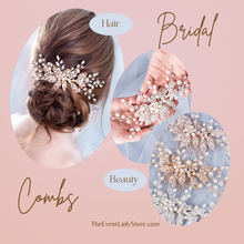 Load image into Gallery viewer, gold bridal hair comb with leave design and pearls