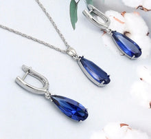 Load image into Gallery viewer, Long Water Drop Dangle Zircon Necklace and Earrings Jewelry Set-Wedding and Quince Party Jewelry