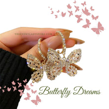 Load image into Gallery viewer, sparkly zircon crystal butterfly earrings