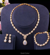 Load image into Gallery viewer, Luxury Cubic Zirconia Gold Tone Charmed Evening Jewelry Fashion Set