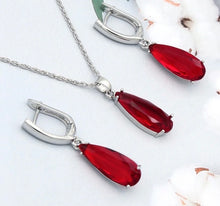 Load image into Gallery viewer, Long Water Drop Dangle Zircon Necklace and Earrings Jewelry Set-Wedding and Quince Party Jewelry