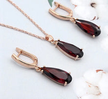 Load image into Gallery viewer, Long Water Drop Dangle Zircon Necklace and Earrings Jewelry Set-Wedding and Quince Party Jewelry