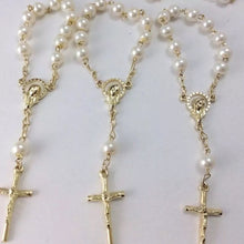 Load image into Gallery viewer, Mini Simulated Pearl and Silver Tone or Gold Tone Mini Rosary