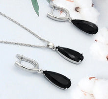 Load image into Gallery viewer, Long Water Drop Dangle Zircon Necklace and Earrings Jewelry Set-Wedding and Quince Party Jewelry
