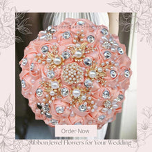 Load image into Gallery viewer, Luxurious Ribbon Rhinestone and Pearl Bridal Bouquet for Bride on her Wedding Party