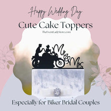 Load image into Gallery viewer, Motorcycle Couple - Mr and Mrs Biker Wedding Cake Top - Wedding Cake Topper