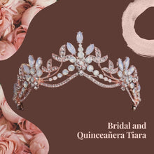 Load image into Gallery viewer, Baroque Luxury Pink Glow Crystal Beads and Leaves Bridal Tiara- Crown-Wedding Hair Accessories