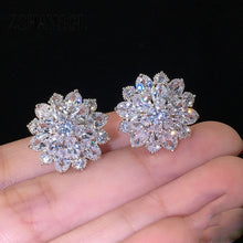 Load image into Gallery viewer, 925 Sterling Silver Yellow/White Daisy Flower Clear CZ Stud Earrings for Women Fine Jewelry Valentine's Day Gift