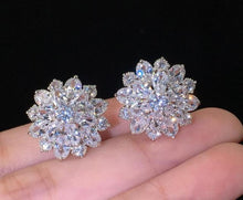 Load image into Gallery viewer, 925 Sterling Silver Yellow/White Daisy Flower Clear CZ Stud Earrings for Women Fine Jewelry Valentine's Day Gift