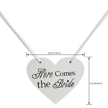 Load image into Gallery viewer, Wooden Handcrafted Heart Wedding Sign Here Comes the Bride- or They Lived Happily Ever After