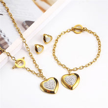 Load image into Gallery viewer, Stainless Steel Jewelry Woman Sets Heart Necklace Earrings Bracelet Set Accessories Fashion Jewelry sets Gifts For Women