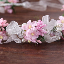 Load image into Gallery viewer, Spring Bridal Hair Wreath - Pearl and Flower Halo - Floral Crown