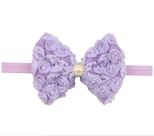 Load image into Gallery viewer, Vintage Girls Pearl Double Layer Rose Flowers Bowknot Headband Headwear Children Kids Hair Band Head Piece Accessories