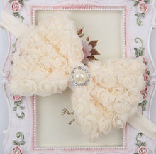 Load image into Gallery viewer, Vintage Girls Pearl Double Layer Rose Flowers Bowknot Headband Headwear Children Kids Hair Band Head Piece Accessories