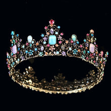 Load image into Gallery viewer, Baroque Royal Queen Crown Luminesque Crystal Rhinestones- Bride- Quinceañera