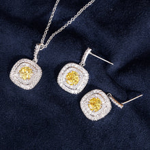 Load image into Gallery viewer, Classic Square Shape Zirconia Crystal Earrings and Necklace Jewelry Set For Women