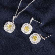 Load image into Gallery viewer, Classic Square Shape Zirconia Crystal Earrings and Necklace Jewelry Set For Women