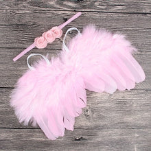 Load image into Gallery viewer, 2pcs/set Cute Newborn Angel Feather Wings with Baby Girl Rose Flower Headband Hair Accessories for Infant Photography Props