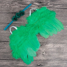 Load image into Gallery viewer, 2pcs/set Cute Newborn Angel Feather Wings with Baby Girl Rose Flower Headband Hair Accessories for Infant Photography Props