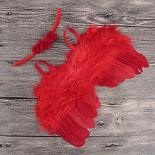 Load image into Gallery viewer, 2pcs/set Cute Newborn Angel Feather Wings with Baby Girl Rose Flower Headband Hair Accessories for Infant Photography Props