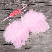 Load image into Gallery viewer, 2pcs/set Cute Newborn Angel Feather Wings with Baby Girl Rose Flower Headband Hair Accessories for Infant Photography Props