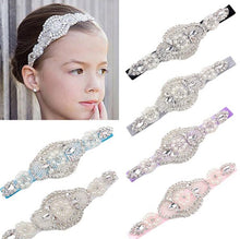 Load image into Gallery viewer, Headband Faux Pearls-Rhinestone Hairbands for Flower Girl at Wedding-Bridal Headwear
