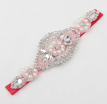 Load image into Gallery viewer, Headband Faux Pearls-Rhinestone Hairbands for Flower Girl at Wedding-Bridal Headwear