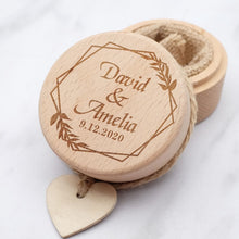 Load image into Gallery viewer, Personalized Wood Ring Box, Custom Engraving-Ring Pillow Alternative