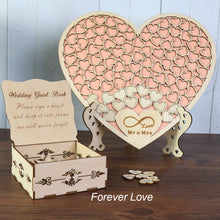 Load image into Gallery viewer, Heart Shape Wedding Mr and Mrs Guest Book Option Rustic Pink Puzzle