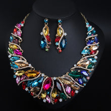 Load image into Gallery viewer, Vintage Retro Statement Crystal Jewelry Set-Necklace and Earrings