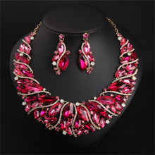 Load image into Gallery viewer, Vintage Retro Statement Crystal Jewelry Set-Necklace and Earrings