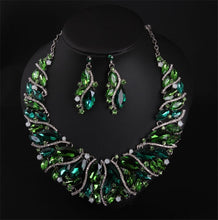 Load image into Gallery viewer, Vintage Retro Statement Crystal Jewelry Set-Necklace and Earrings