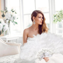 Load image into Gallery viewer, Beautiful Fancy and Elegant Feather and Lace Bridal Fans