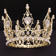 Load image into Gallery viewer, Round Baroque-Fit for a Queen Rhinestone Crystal Bridal Crown-QuinceTiara