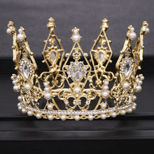 Load image into Gallery viewer, Round Baroque-Fit for a Queen Rhinestone Crystal Bridal Crown-QuinceTiara