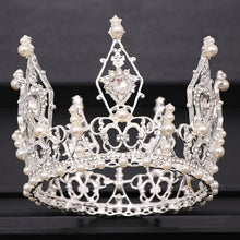 Load image into Gallery viewer, Round Baroque-Fit for a Queen Rhinestone Crystal Bridal Crown-QuinceTiara