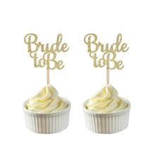 Load image into Gallery viewer, 10pcs Glitter Gold Silver Team Bride To Be Cup Cake Topper Bachelorette Party Bridal Shower Wedding Cake Decor