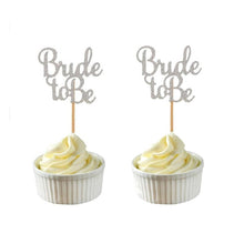 Load image into Gallery viewer, 10pcs Glitter Gold Silver Team Bride To Be Cup Cake Topper Bachelorette Party Bridal Shower Wedding Cake Decor