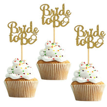 Load image into Gallery viewer, 10pcs Glitter Gold Silver Team Bride To Be Cup Cake Topper Bachelorette Party Bridal Shower Wedding Cake Decor