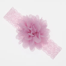 Load image into Gallery viewer, Lace Baby Headband with Chiffon Flower-Elastic Lace hairband - Infant - Toddler Girls Head Wear