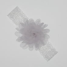 Load image into Gallery viewer, Lace Baby Headband with Chiffon Flower-Elastic Lace hairband - Infant - Toddler Girls Head Wear