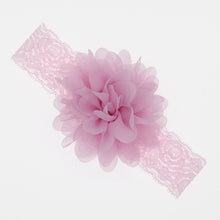 Load image into Gallery viewer, Lace Baby Headband with Chiffon Flower-Elastic Lace hairband - Infant - Toddler Girls Head Wear
