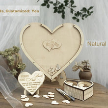 Load image into Gallery viewer, Unique Bridal Decoration Rustic Heart Guest Book Option - Wedding Wishes Frame with Heart Box