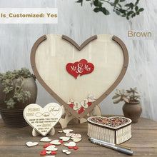 Load image into Gallery viewer, Unique Bridal Decoration Rustic Heart Guest Book Option - Wedding Wishes Frame with Heart Box