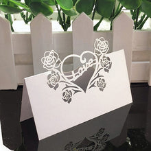 Load image into Gallery viewer, 50pcs White Lace Name Place Cards Wedding Decoration Table Decor Table Name Message Greeting Card Baby Shower Party Supplies