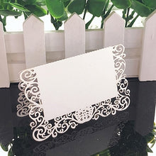 Load image into Gallery viewer, 50pcs White Lace Name Place Cards Wedding Decoration Table Decor Table Name Message Greeting Card Baby Shower Party Supplies