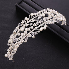 Load image into Gallery viewer, White Dreamy Pearl Crystal Rhinestone Handmade Wedding Headband-Crown
