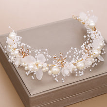 Load image into Gallery viewer, Luxurious Gold Simulated Pearl and Rhinestone Bridal Hair Band-Tiara