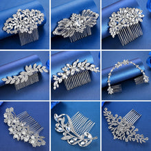 Load image into Gallery viewer, Luxury Handmade Rhinestone Bridal or Quinceañera Hair Combs/Pins Crystal Flower Pearls Wedding Bride Hair Jewelry Accessories Hair Ornaments