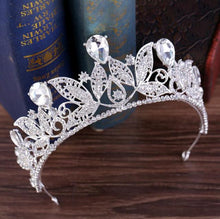 Load image into Gallery viewer, Vintage Floral Leaf Design Rhinestone Bridal Tiara-Quinceañera-Hair Jewelry-Princess Crown